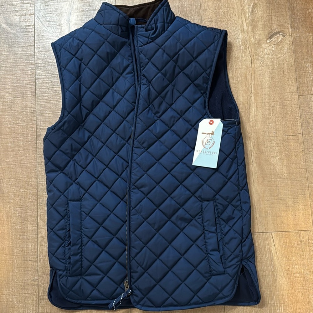 Boys 14/16 Quilted vest with lining. Navy/ NWT